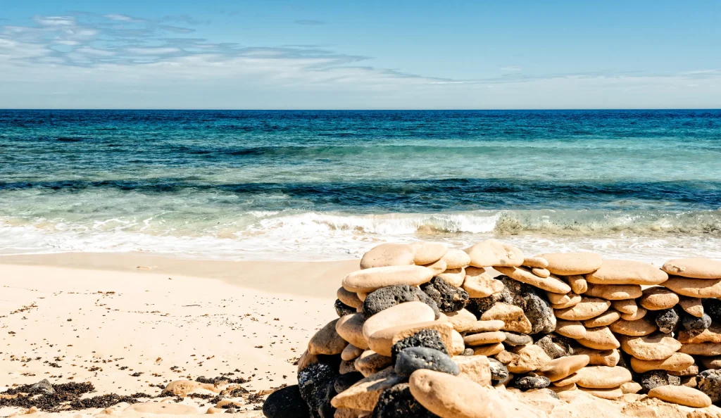 Vista de la playa del corralejo en Fuerteventura, en las Islas Canarias